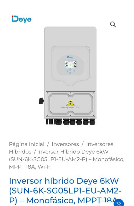 Inversor  hídrico Deye 6kw