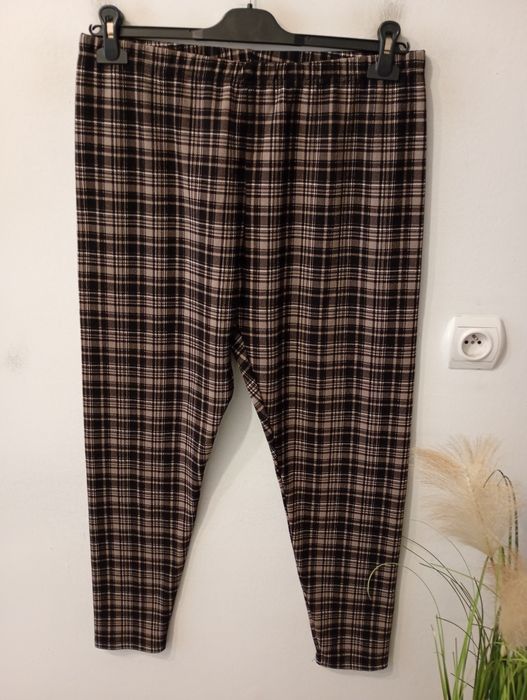 Legginsy w kratę wysoka talia rozmiar 48 Shein