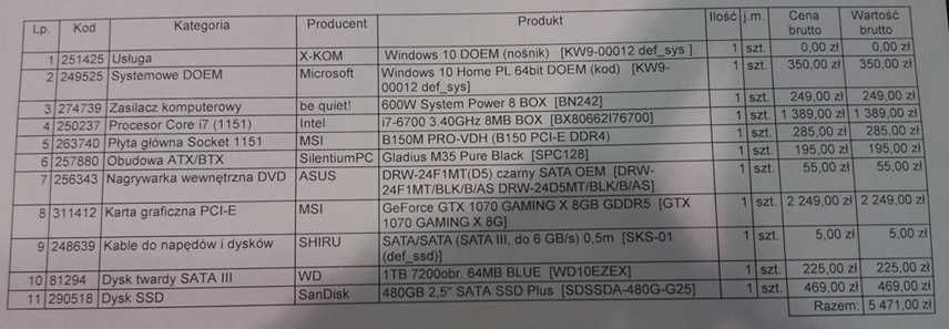 Komputer PC i7-6700, GTX 1070, 32gb RAM