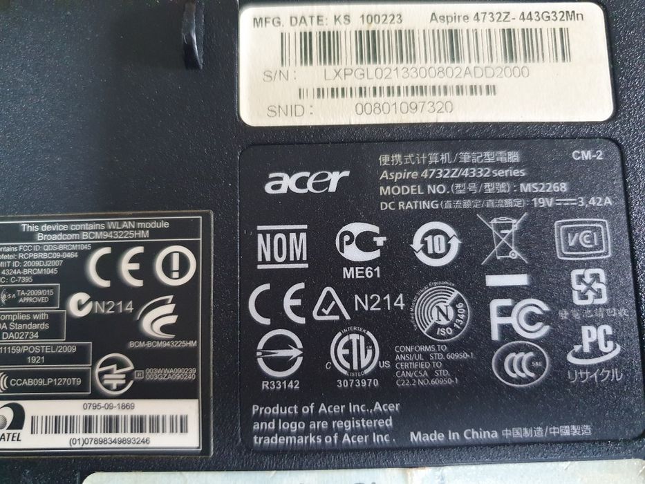 Portátil Acer Aspire 4732Z