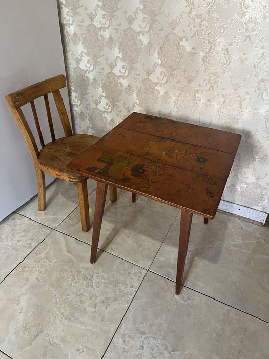 Детский столик и стульчик деревянный, дитячий стілець та столик