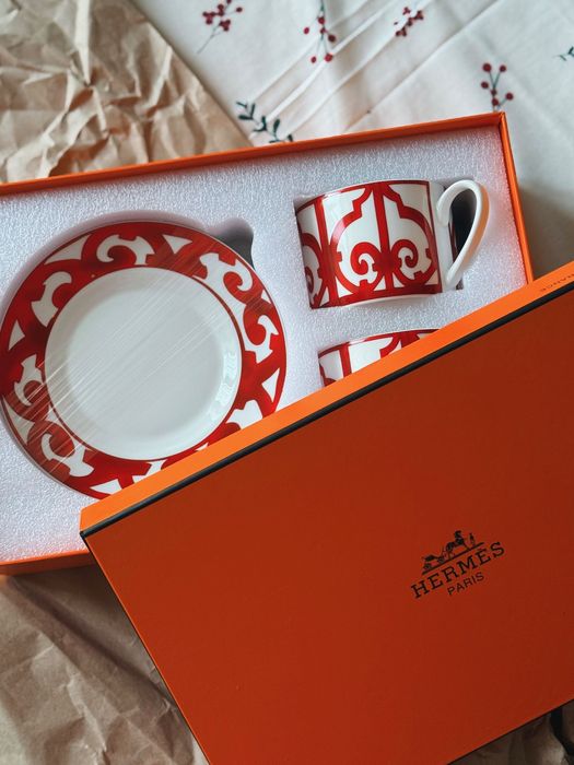 Набір порцелянового посуду чашка з блюдцем Hermes