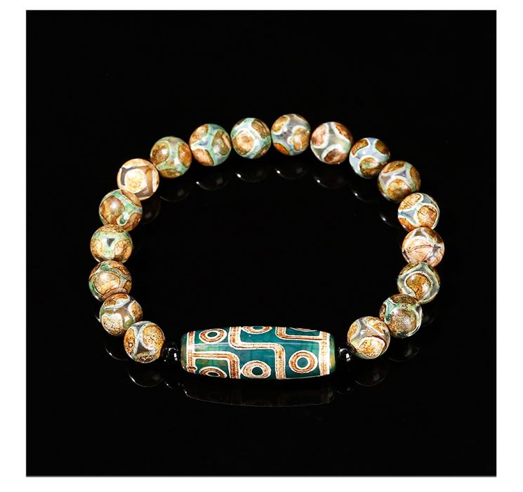 Браслет тибетский агат с бусиной Дзи  Талисман - богатсво деньги удача