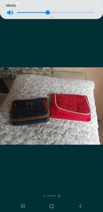 Portfel męski umbro zestaw dwa czerwony jeans tkanina sport portfele
