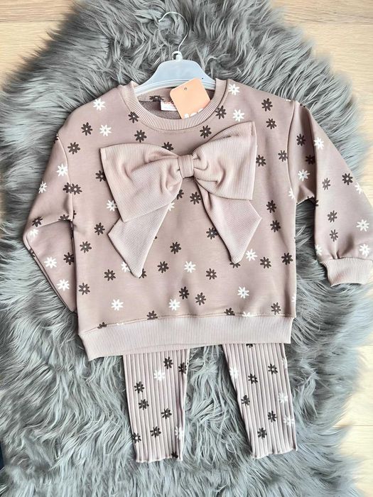 Komplet kokarda prążek bawełna dziewczynka bawełna