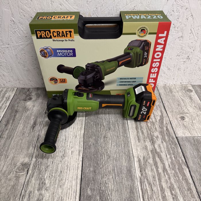 Акумуляторна болгарка PRO-CRAFT PWA220 з безщітковим двигуном 20В,4А