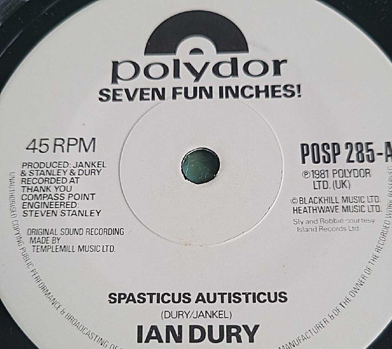 Ian Dvry -Spasticus Autisticus ,singiel z roku 1981 ,stan bardzo dobry