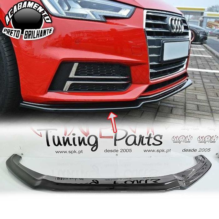 Portes Grátis - Lip / Spoiler Audi A4 S-Line / S4 B9 - Preto Brilhante