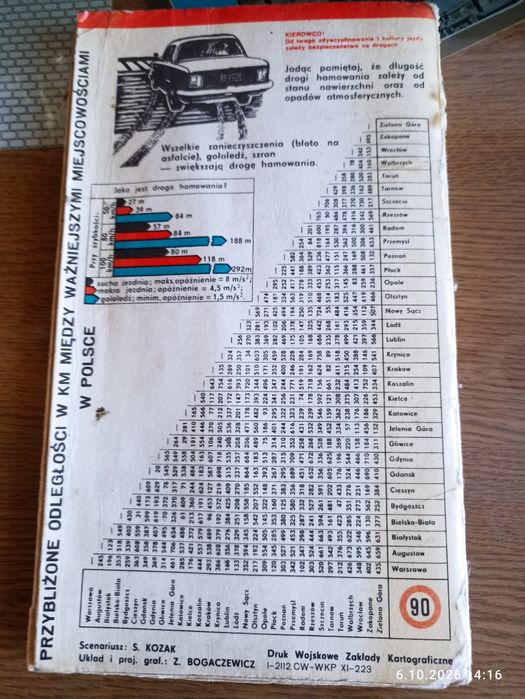 Samochodowa mapa Polski 40 lat LWP