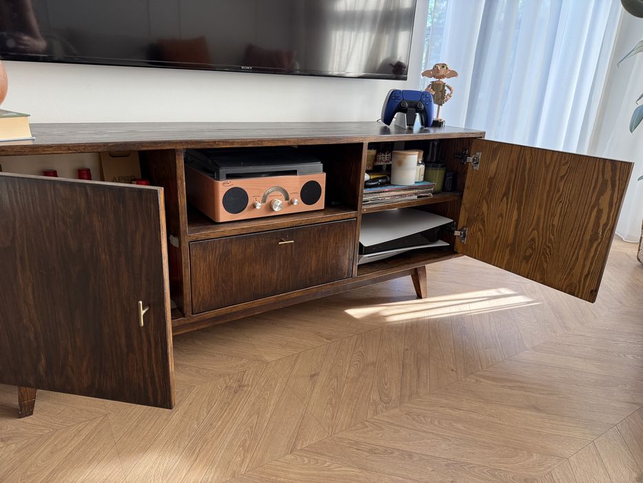 Szafka RTV dębowa mid century modern vintage