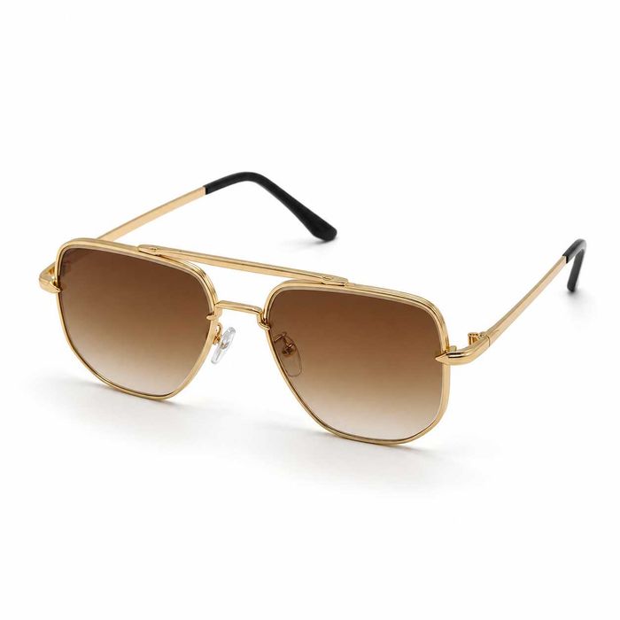 Okulary przeciwsłoneczne złote brązowe szkła gradient aviator