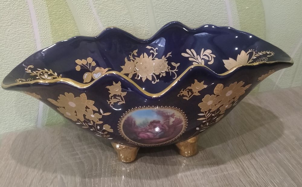 Ваза ( фруктовница, конфетница) кобальт.Подарочная.