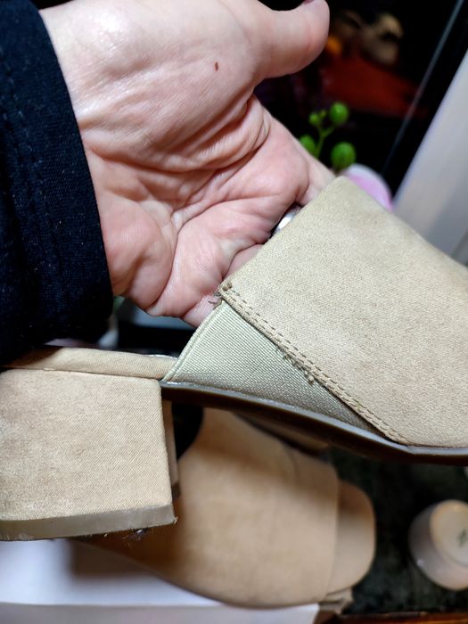 Бежевые женские сабо с открытым носком  37-38р (24см), мюли, шлёпанцы.