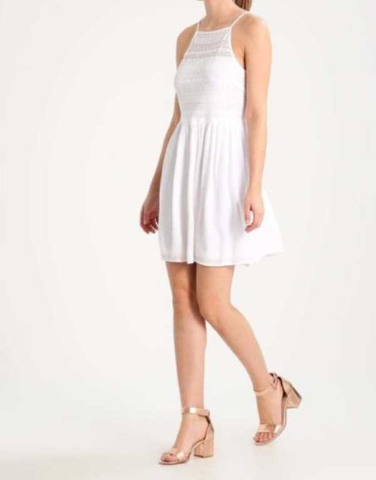 Sukienka NA RAMIĄCZKACH biała koronkowa zwiewna VINTAGE Even & Odd 38