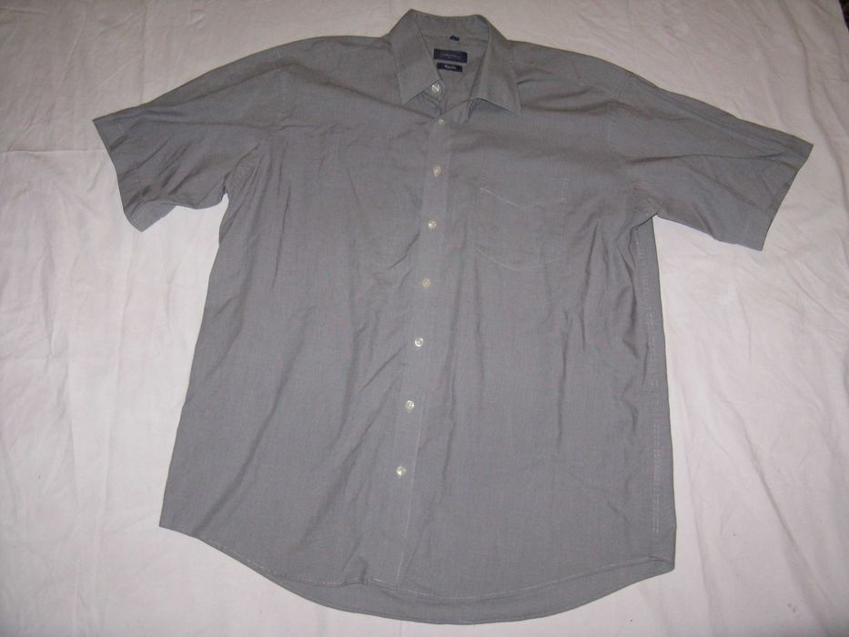koszula krótki rękaw szara bugelfrei non-iron bez prasowania 44 xl xxl 2xl Attention kieszonka kalta 134cm