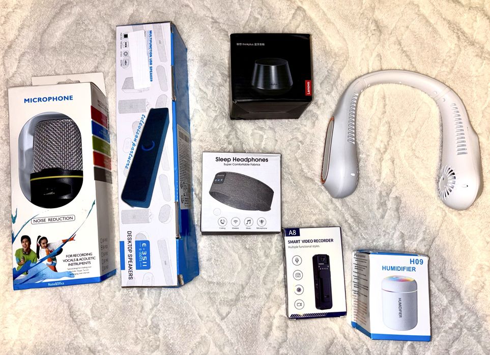 Kit NOVO - colunas som,mochilas,microfone,aspiradores,massageador,etc