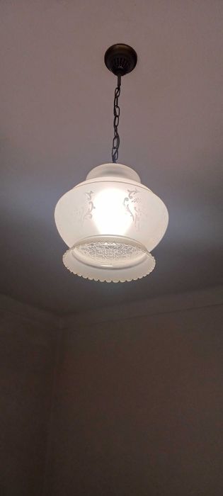 Conjunto de candeeiros com abajour de vidro