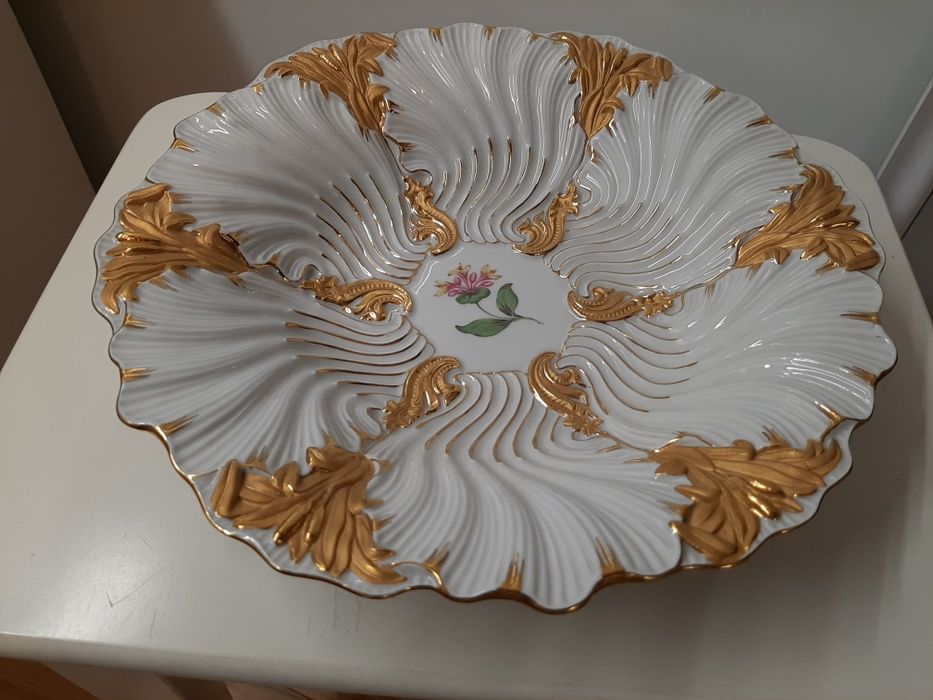 Miśnia MEISSEN złocona patera talerz relief zabytek