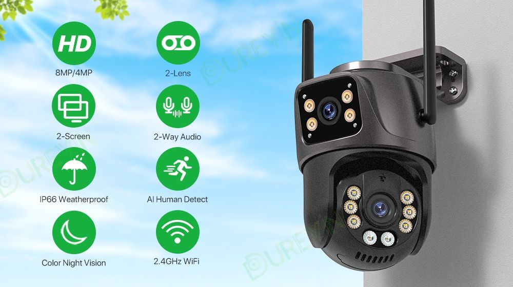 iCSee Камера IP PTZ 8mp відеонагляд 2 об'єктива Wifi O-kam