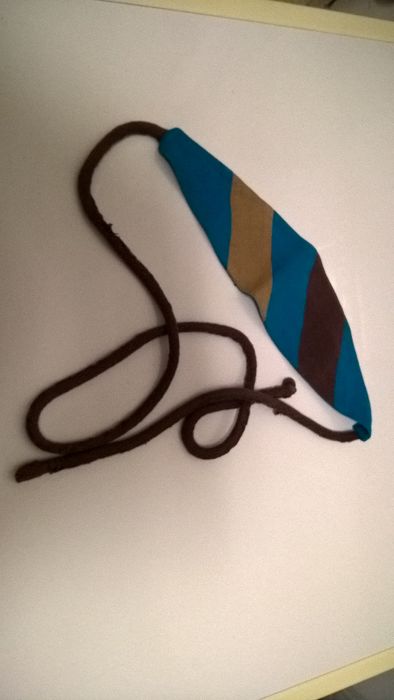 Écharpe/Cinto/Fita de cabelo castanho, azul e bege