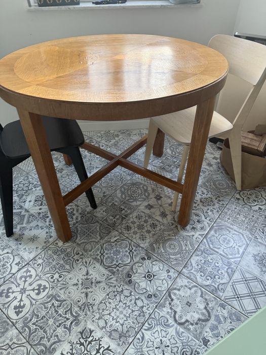 Okrągły stół Art Déco, lata 20.–30., fornir – do renowacji