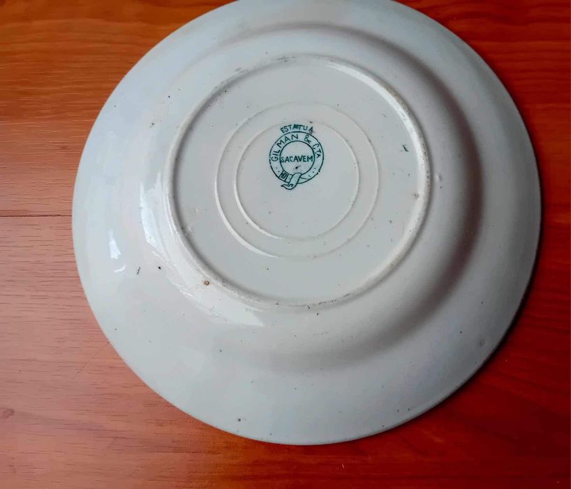 Prato de sobremesa antigo porcelana sacavem verde cavalinho usado