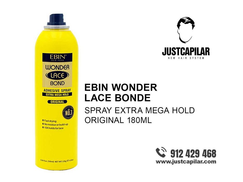 Ebin Wonder Lace Bonde Spray Extra Mega Hold Original 180 ml - Próteses Capilares HD Premium | Justcapilar - Lisboa e Aveiro