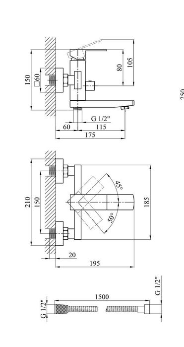 Набор смесителей KRONER Германия из нержавеющей стали (черный)