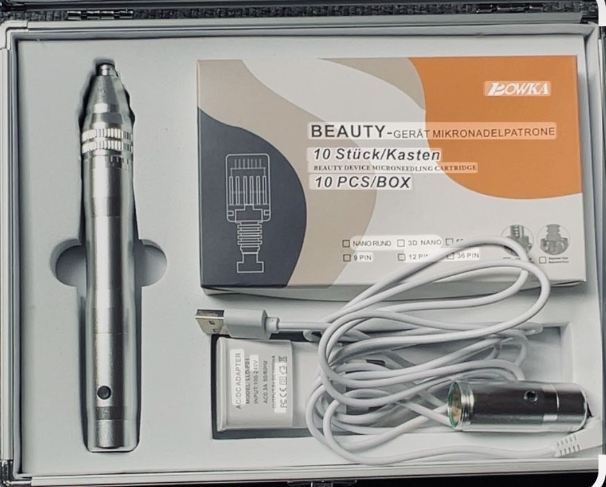 Profesjonalny Derma Pen BOWKA – Mezoterapia Mikroigłowa + Kartridże