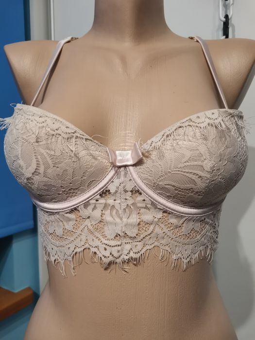 Elegancki biustonosz damski Primark rozm 75A, bokserski tył, koronka,