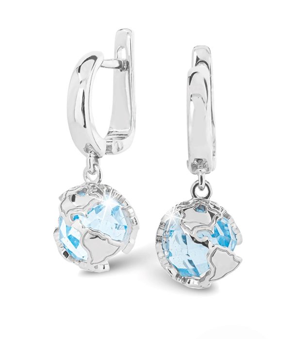 Сережки зі срібла з блакитним топазом (з оригінальною упаковкою)