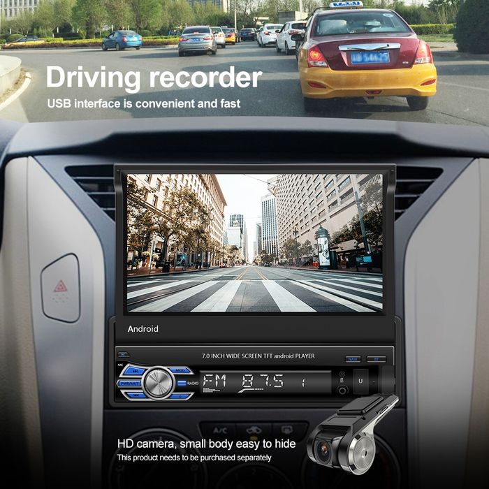 Rádio android 13 2/32GB 1din 7 polegadas retrátil GPS WiFi USB Novo