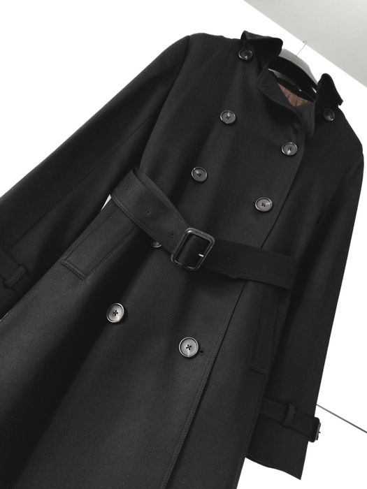 Trencz Massimo dutti 36 S czarny wiskozowy wełniany klasyczny pagony