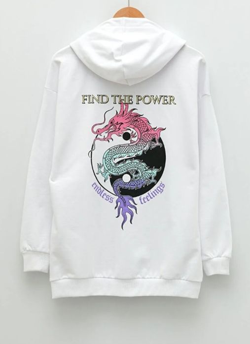 Biała bluza ze smokiem LC Waikiki rozm. M