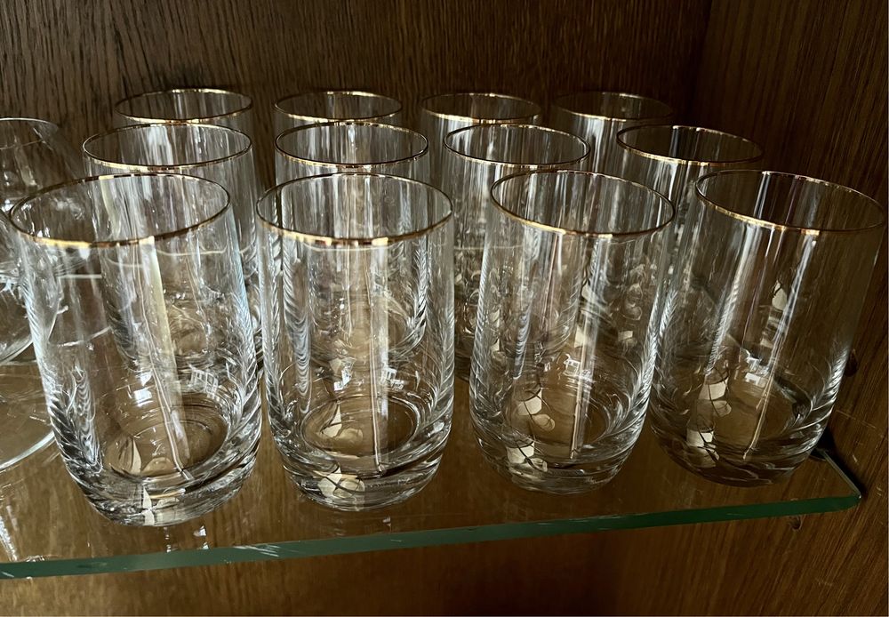 Małe złocone szklaneczki literatki szklanki do wody 12 szt.