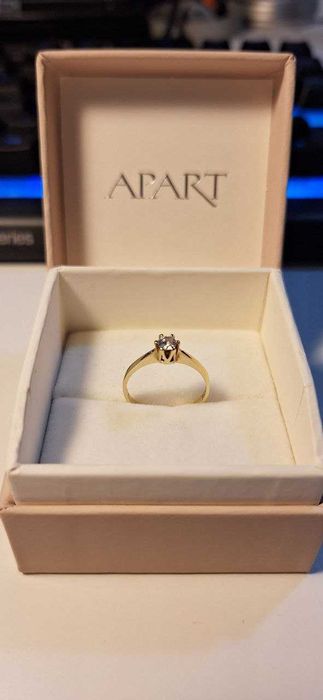 PIERŚCIONEK Zaręczynowy ZŁOTY JEDYNY W. Kruk 0,2 ct 585 rozmiar 10