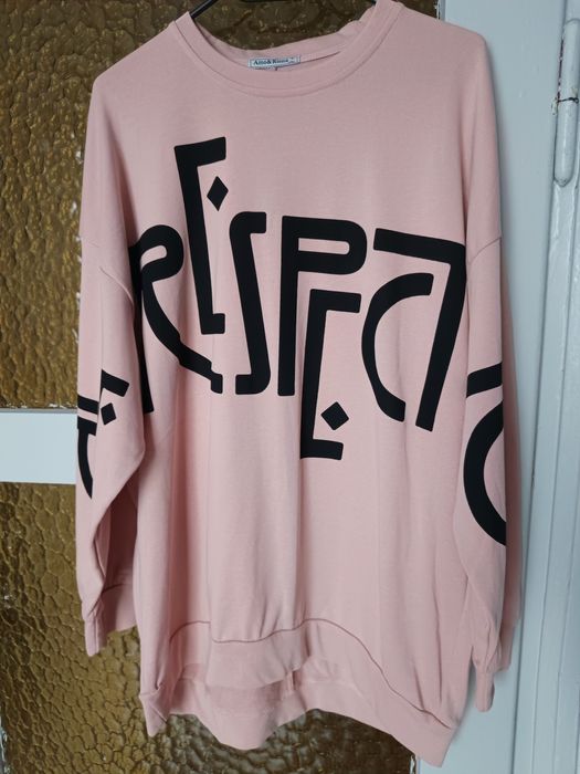 Bluza tunika różowa napis