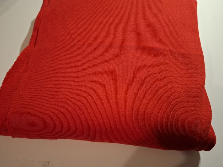 2 kupony dzianiny bawełnianej ściągacz czerwony kobalt