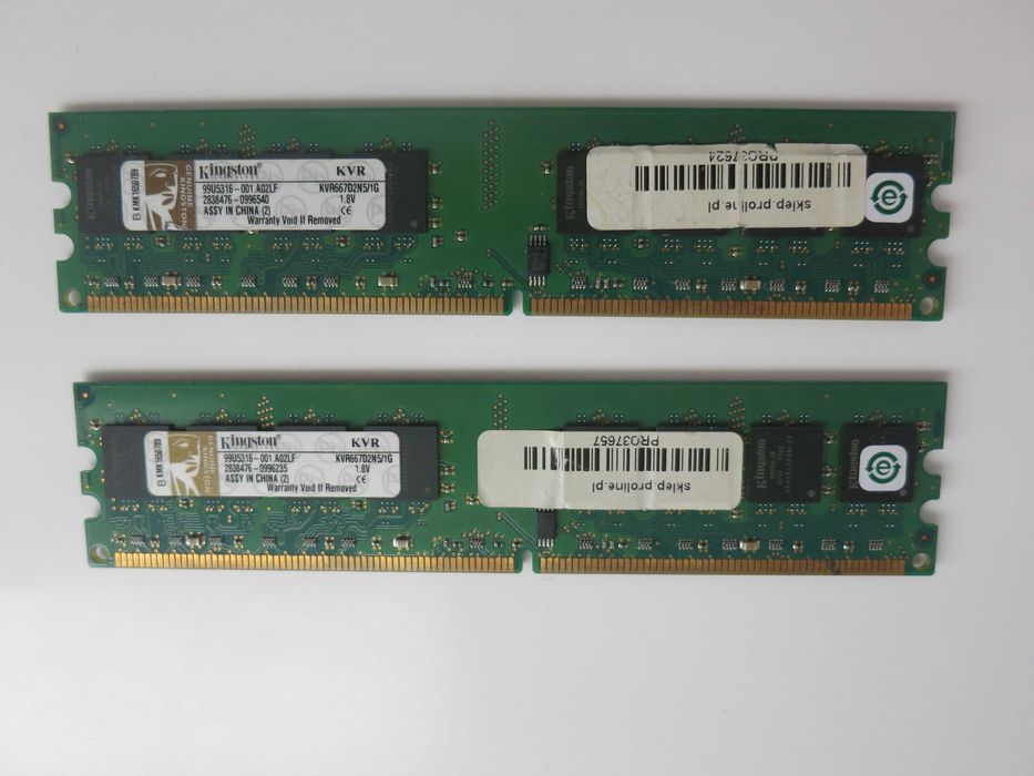 Pamięć RAM 2GB, Kingston DDR2 KVR667D2N5/1G 2szt
