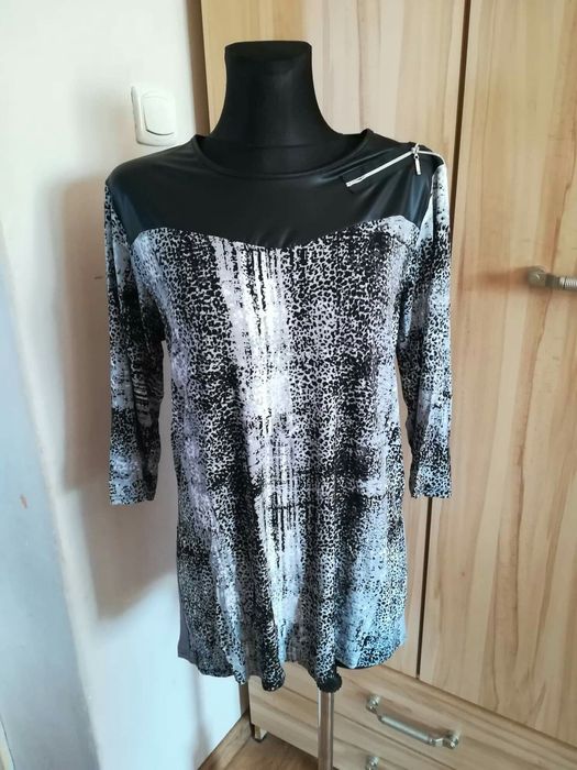 Bluzka tunika z elementami ekoskory XL