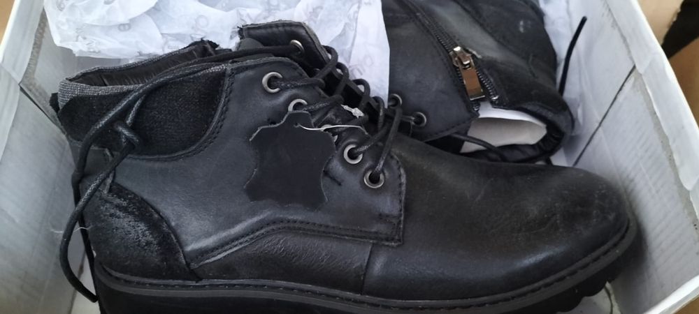 Męskie buty do kostki, ocieplane skórzane,rozm.40