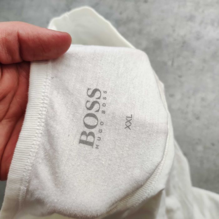 MĘSKA Biała Koszulka Bawełna PREMIUM Basic Czysta Hugo Boss Haft Logo