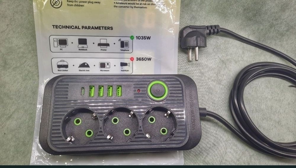 Подовжувач з еврогнездом та usb a