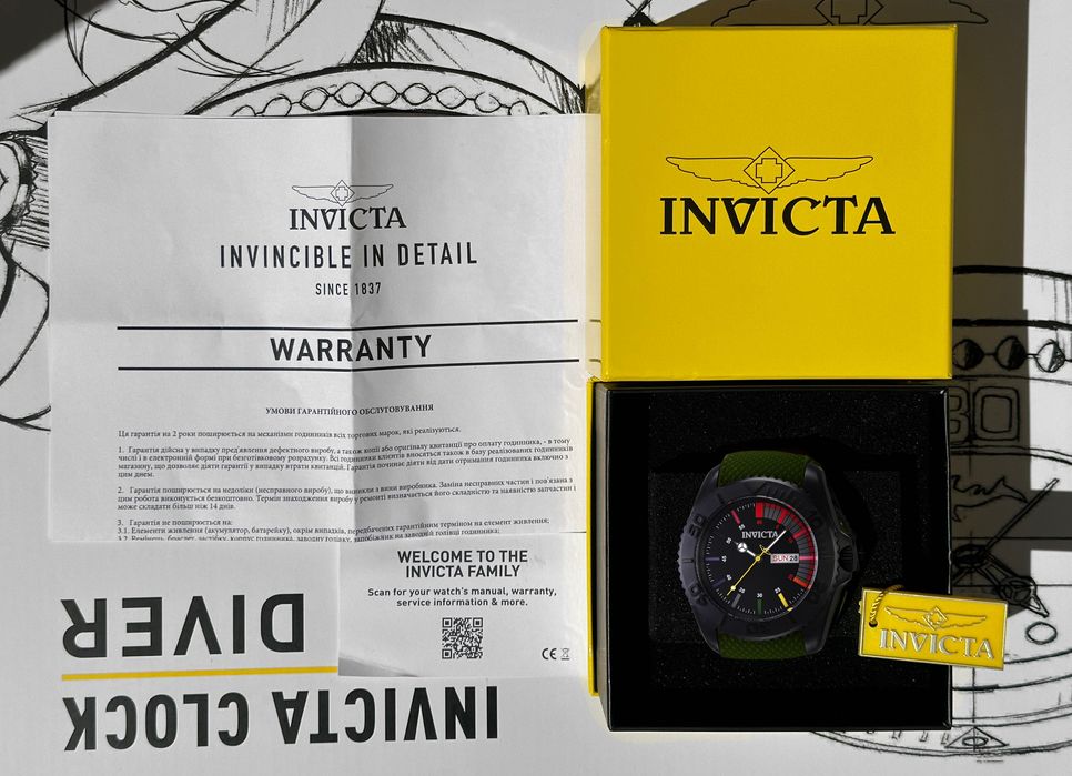 Мужские часы Invicta 44736 Pro Diver Green 44 mm. 100 MT.