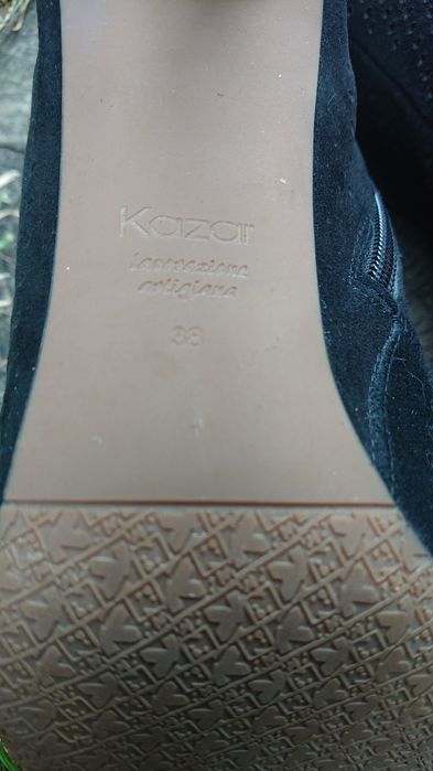 Kazar czarne zamszowe botki sandałki szpilki. Venezia.