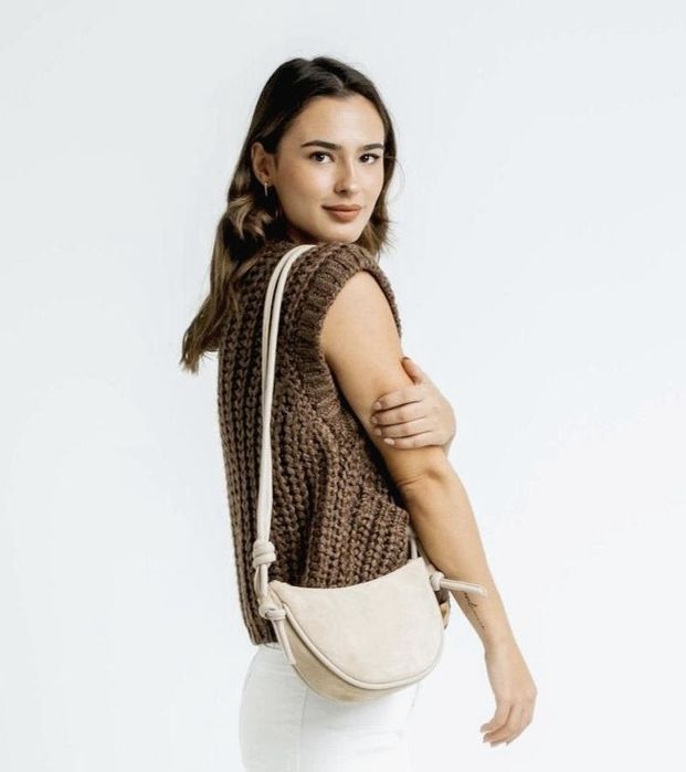 Стильна сумка через плече з замші та шкіри ann kurz, оригінал