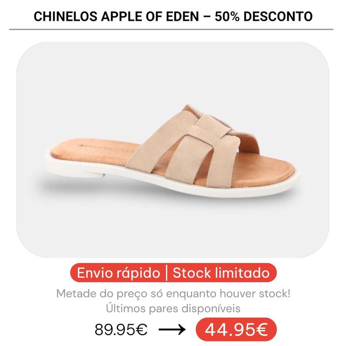 50% Desconto - Chinelos Apple of Eden Shoes