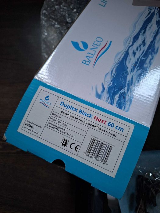 Odpływ liniowy 60 cm podłogowy , czarny mat Balneo Duplex Next