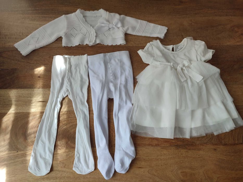 Sprzedam sukienkę do chrztu z bolerkiem i rajstopami