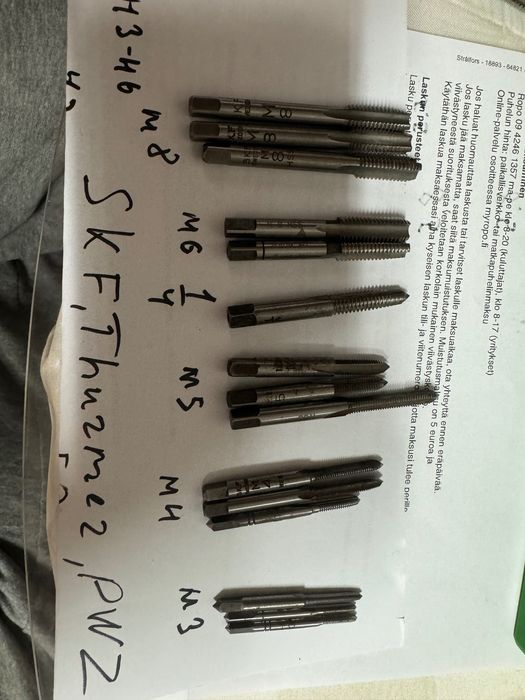 Нарізний інструмент(мітчики,плашки)wurth,dormer,thurmer,osg,guhring